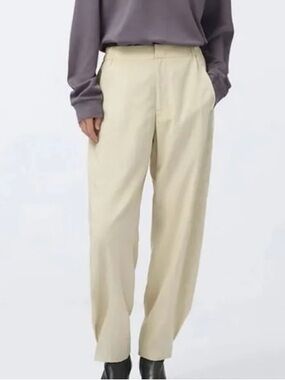 Uniqlo U x Lemaire Cream Wide-Leg High-Waist Trousers